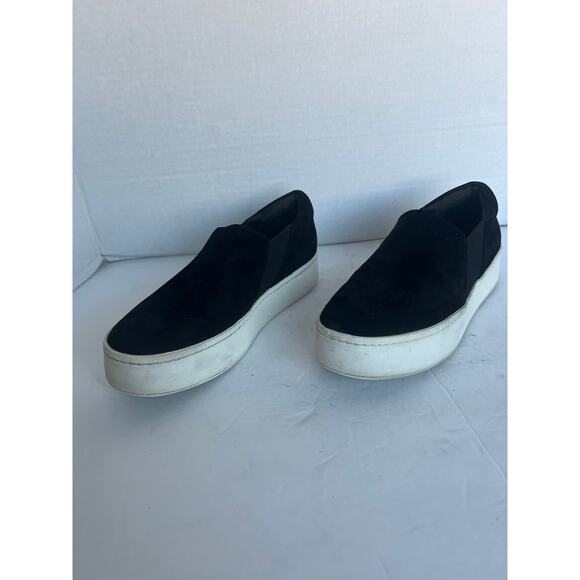 Vince Warren Black Suede White Platform Round Toe Slip On Skate Sneaker Shoes 7 - Picture 1 of 13